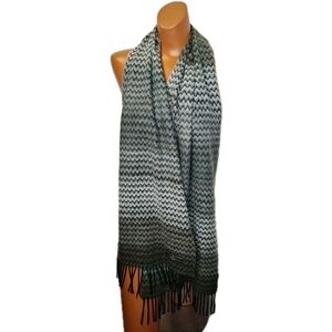 Softer Than Cashmere Preppy Ombre Gray Zig Zag Super Soft Acrylic Knit Sz 12/66